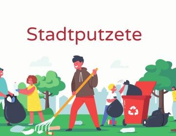 Eine farbige Grafik steht symbolisch für die Müllsammelaktion