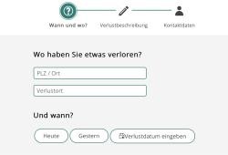 Screenshot des Online-Formulars zur digitalen Suche