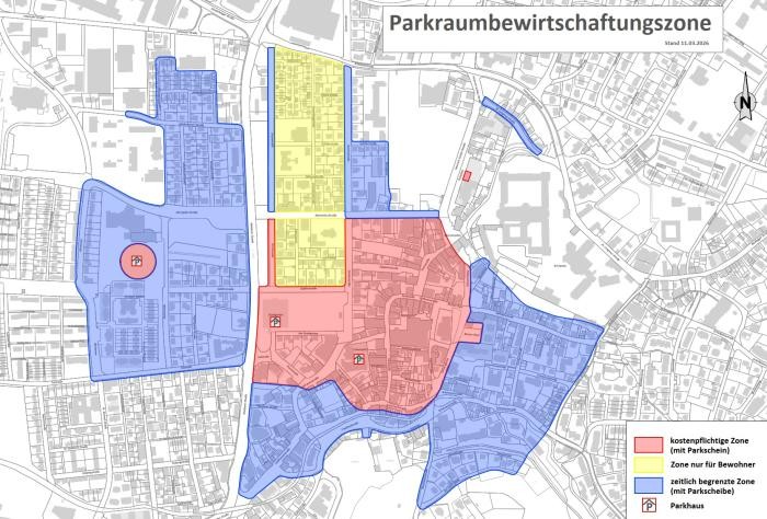 Karte über die Parkraumbewirtschaftung in Weingarten