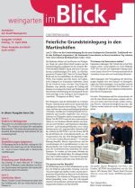 Die Titelseite des Heftes zeigt u.a. ein Foto mit vier Männern auf einer Baustelle, daneben viel Text