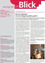 Das Titelblatt zeigt zwei Männer, die in die Kamera lächeln, in den Händen eine Urkunde.