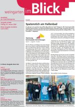 Das Titelblatt zeigt eine große Gruppe Männer und Frauen vor der Glasfassade eines Gebäudes