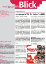 Die Titelseite des Heftes zeigt eine bunte Bildcollage mit Szenen von einem Fest: viele Menschen, die zusammenstehen