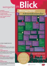 Das Titelblatt zeigt eine grün-rot-lilafarbene Grafik mit vielen Terminen und Daten 