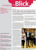 Die Titelseite des Heftes zeigt ein Foto, auf dem zwei Männer und eine Frau in die Kamera schauen. Ein Mann hält einen Blumenstrauß.
