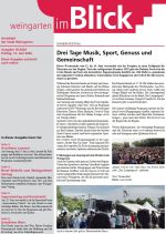 Die Titelseite zeigt ein Foto mit einem Mountainbikefahrer, der vor Zuschauern in Kunststück in der Luft machter Stadt Weingarten aus der Luft 