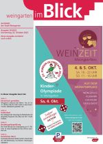 Das Titelblatt der Ausgabe zeigt eine farbige Grafik mit Werbung für die Veranstaltung "Weinzeit"