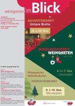Das Titelblatt zeigt ene grün-rote Grafik mit den Terminen der Weihnachtsmärkte